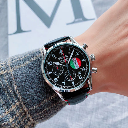 1:1copy MenQuatz Watches Classic Leather Strap Wrist Watch with Watch