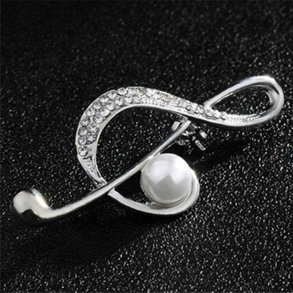 Musical Signs Crystal Brooches Simulated Pearl Brooch Lapel Pins Music Note Brooches Singer Party Concert Jewelry Gifts