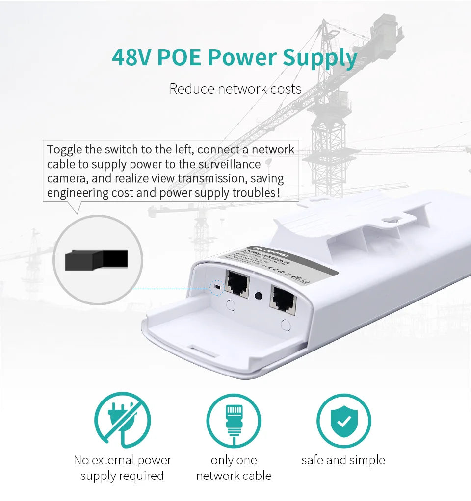 300Mbps Outdoor Bridge 2.4Ghz 15V/48V POE Power WIFI CPE 1-5KM Stable Transmission WiFi Repeater For Long Range IP Camera