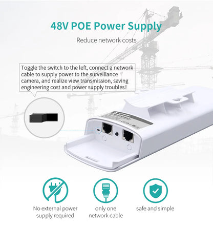 300Mbps Outdoor Bridge 2.4Ghz 15V/48V POE Power WIFI CPE 1-5KM Stable Transmission WiFi Repeater For Long Range IP Camera
