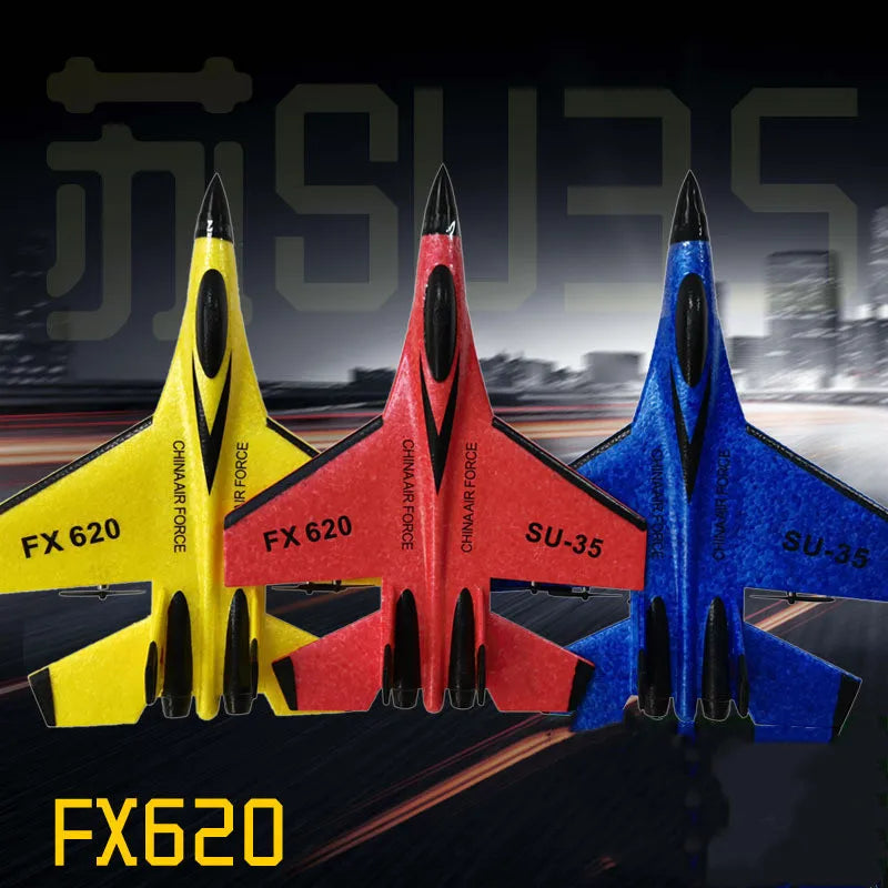 Avión RC SU35 2,4G con luces LED, avión planeador de control remoto FX622, juguete de espuma EPP para niños, regalos