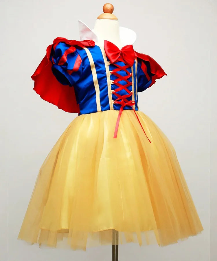 Fantasia de Princesa Branca de Neve para Meninas – Halloween, Festa de Aniversário, Brincadeiras e Fantasias Infantis (com Capa)