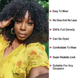 Afro Kinky Curly Wigs with Bangs 200% Density Brazilian Remy Human Hair Full Machine Made Wigs Short Afro Curly Wigs For Women