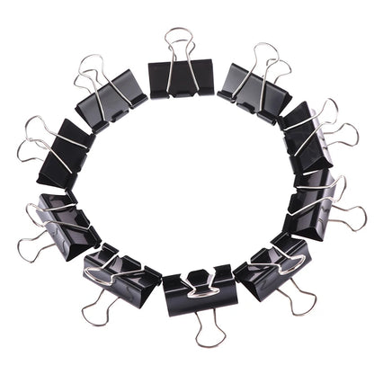 10Pcs/set Black Metal Binder Clips 19mm/ 25mm/ 32mm Notes Letter Paper Clip Office Stationery Supplies Binding Securing