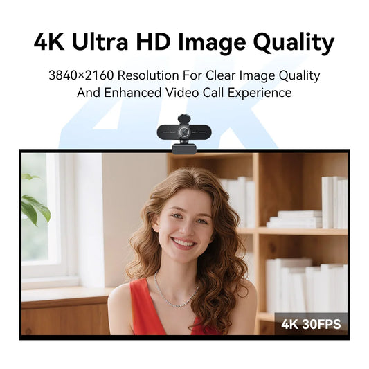 4K Ultra HD Webcam 1080P 60fps Web Camera EMEET C60E Autofocus USB Computer Camera for Live Streaming/ Video Call/ Conference