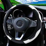 PU Carbon Fiber Leather Car Steering Wheel Cover without Inner Ring Suitable for 14.5-15 Inches Auto Supplies