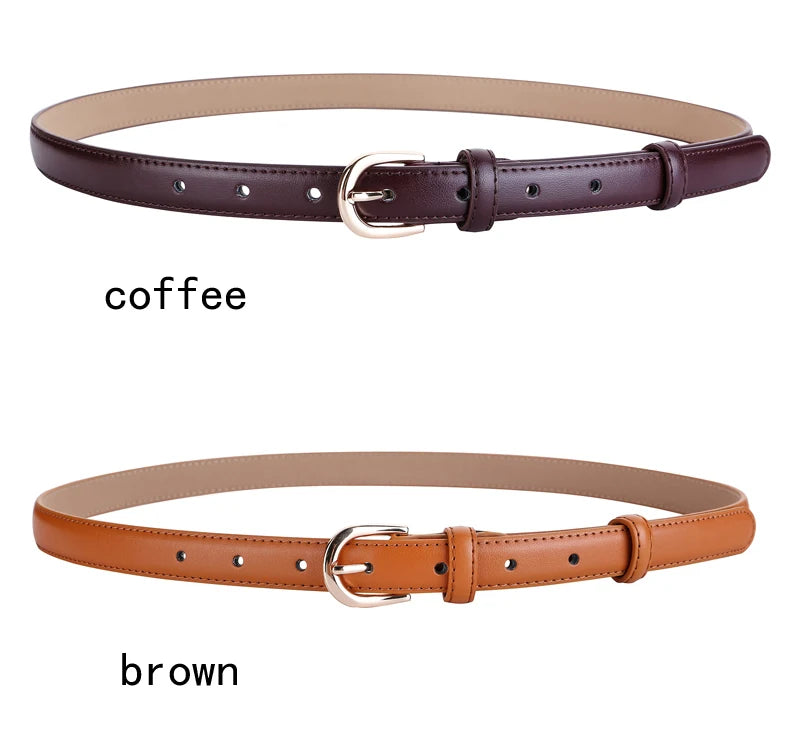 Women's belt genuine leather fashion casual simple everything matching decoration cowhide pants belt white jeans small belt