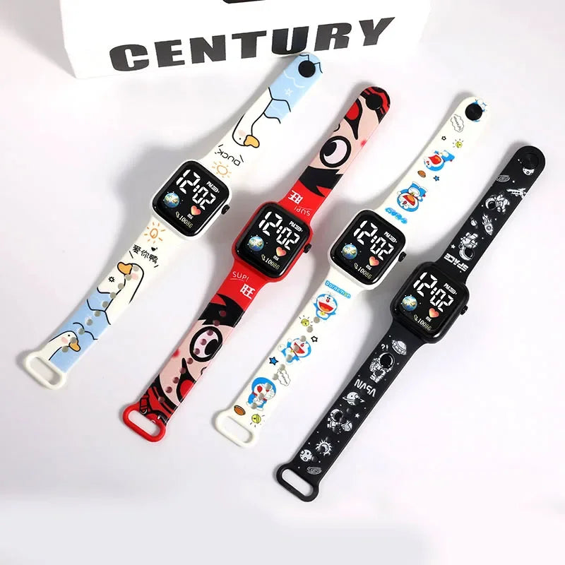 Pokemon Pikachu Dragon Ball Z Sport Casual Watches Led Silicone Watch Color Lovely Digital Children Wristwatch Clock Gift Toys