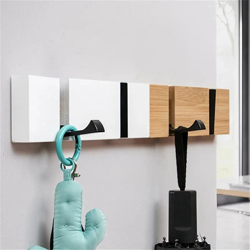 Colgador de llaves de bambú para colgar en la pared, organizador de pared, perchero rectangular, ganchos para abrigos, decoración del hogar, perchero