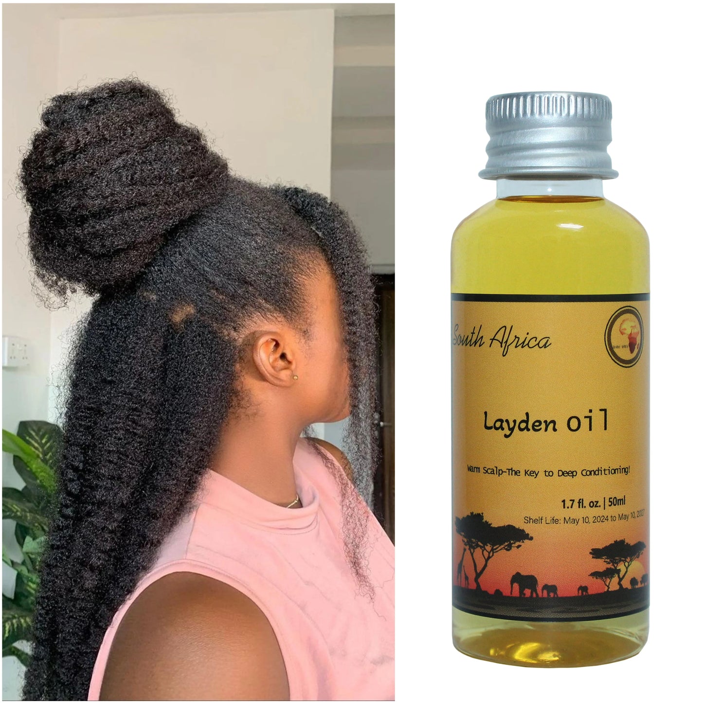 Óleo nutritivo Layden africano feito por métodos antigos Óleo de cabelo quente para fortalecimento do couro cabeludo e das raízes do cabelo