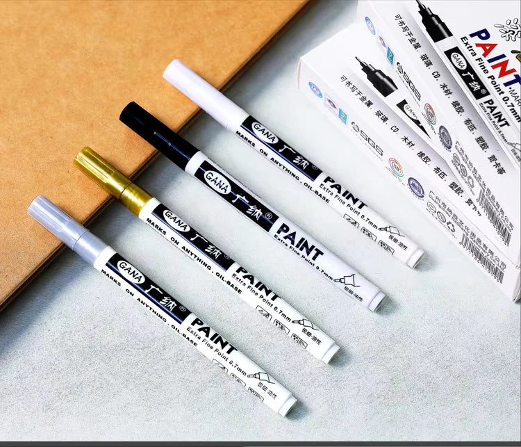 Fine tip permanent Paint Marker Pen DIY Paint Metallic Pen Permanent Gold SILVER Marker Touch Up,School Model Painting