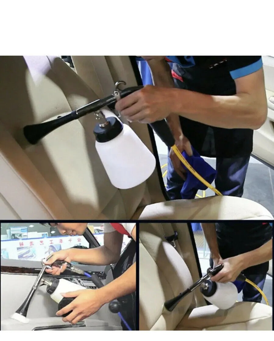 Car Interior Cleaning Gun Portable Dust Blowing Machine High Wind Speed Tornado Finger Pull Air Blowing Gun With Brush