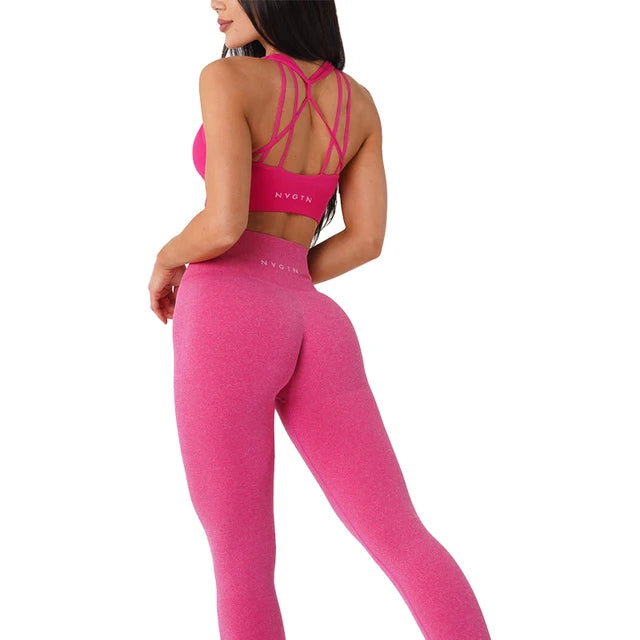 Nvgtn Seamless Fitness Leggings para Mulheres, Shorts de Spandex, Elástico, Respirável, Hip-Lifting, Esportes de Lazer, Calças Justas de Spandex