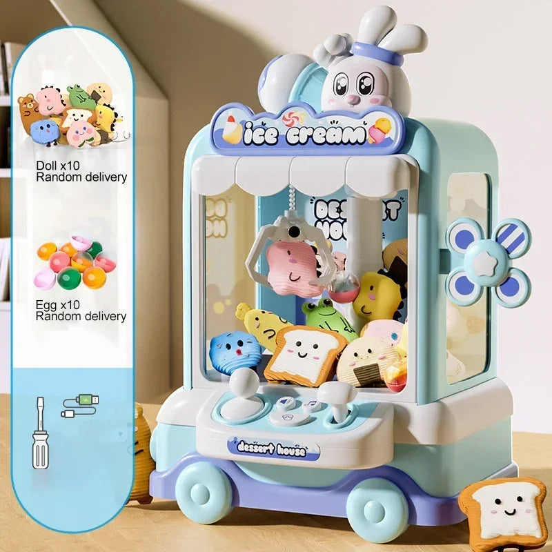 Máquina de muñecas DIY de gran tamaño para niños, juego de monedas, minimáquina de garras, grúa, muñeca musical, regalos de Navidad