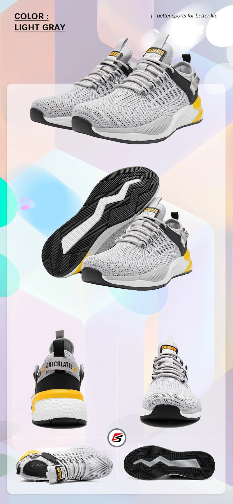 Baasploa Men Casual Sneakers New Mesh Breathable Sport Shoes For Men Lightweight Comfort Running Shoes Non-Slip Outdoor Male