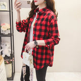 Casual Women's Plaid Shirt 2025 Spring Autumn New Ladies Loose Blouse and Tops Female Long Sleeve Shirts Fresh Checked Clothes