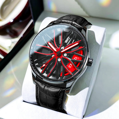 Reloj de lujo OLEVS Wheel para hombre, resistente al agua, con llanta giratoria deportiva, de cuarzo, de alta calidad y a la moda, el más vendido.