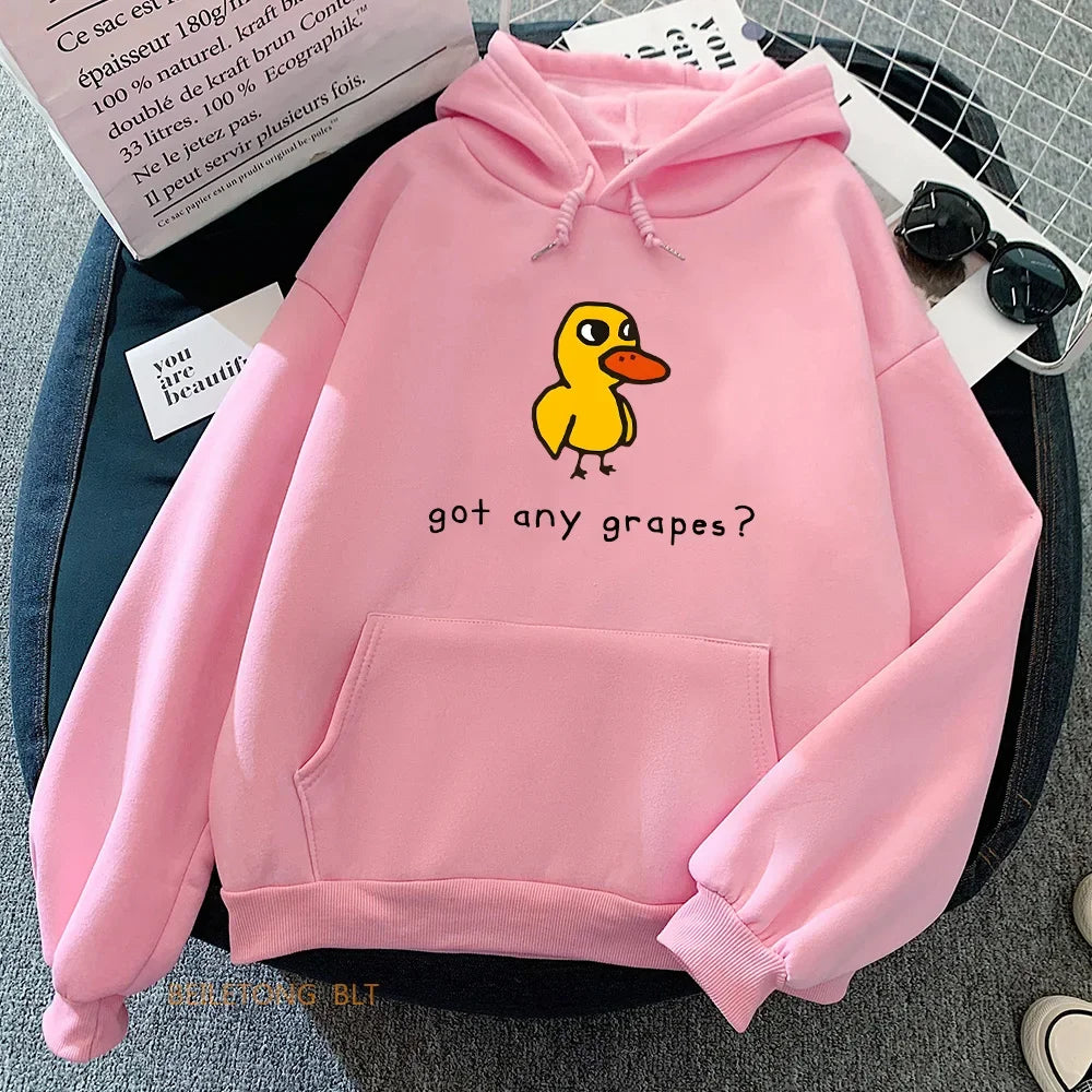 The Duck Song Got Any Grapes Hoodies Kawaii Cartoon Women/Men Sweatshirts Winter Soft Comfortable Hooded Clothing Streetwear