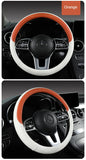 Perforated Nappa Leather Car Steering Wheel Cover Warm in Winter and Cool in Summer, Universal 15 Inch,  Anti-Slip, Odorless
