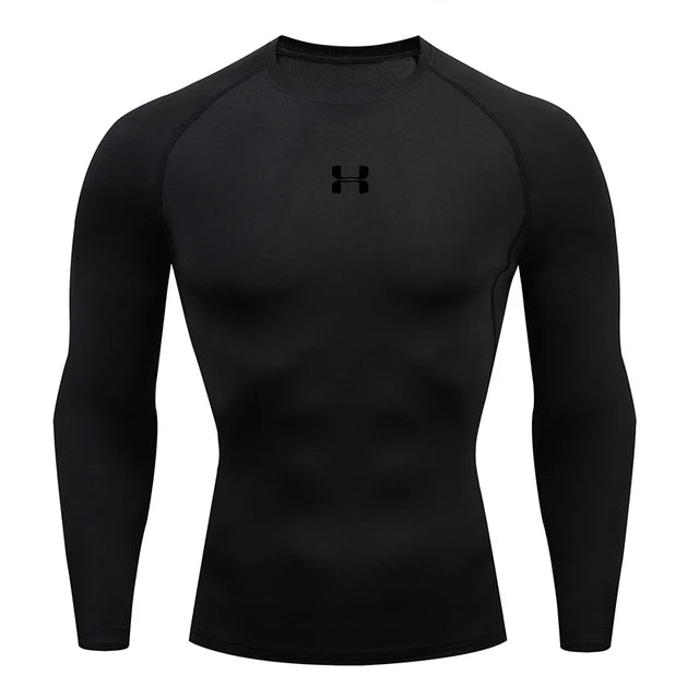 Homens correndo compressão camiseta mangas compridas esporte t ginásio de fitness moletom masculino jogging treino homme camisa atlética topos