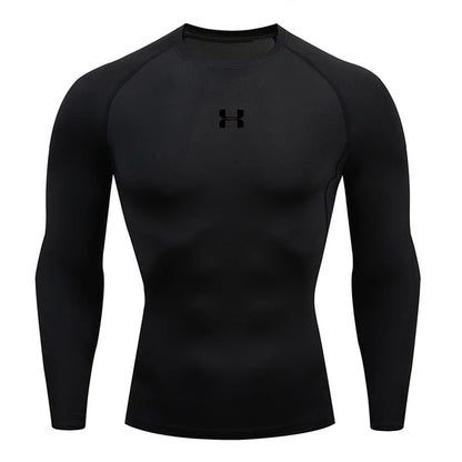 Men Running Compression T Shirt Long Sleeves Sport Tee Gym Fitness Sweatshirt Male Jogging Workout Homme Athletic Shirt Tops 