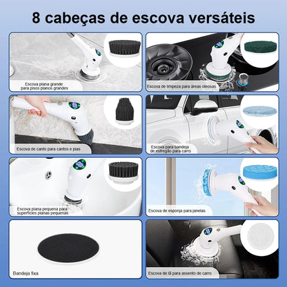 Cepillo de limpieza eléctrico 8 en 1, multifuncional, inalámbrico, giratorio, para baño, cocina, ventanas, inodoro. 