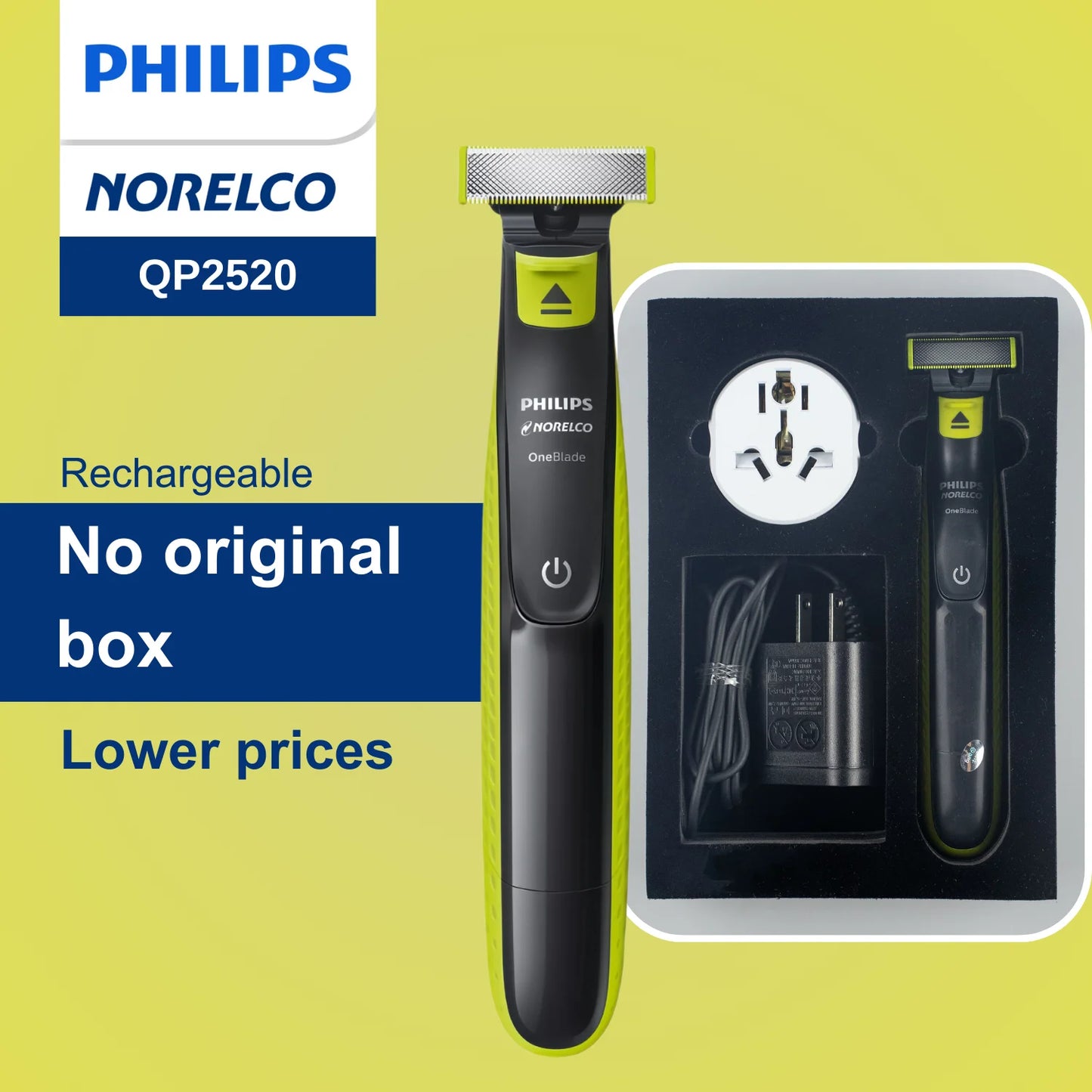 Afeitadora Philips Norelco OneBlade QP2520/70, recortadora y afeitadora eléctrica, sin caja original,