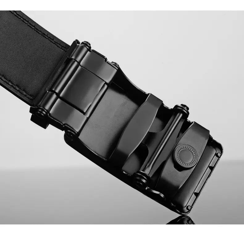 Cinturón de cuero para hombre, hebilla automática de metal, marca de alta calidad, cinturones de lujo para hombres, famoso trabajo, negocios, correa de PU negra.