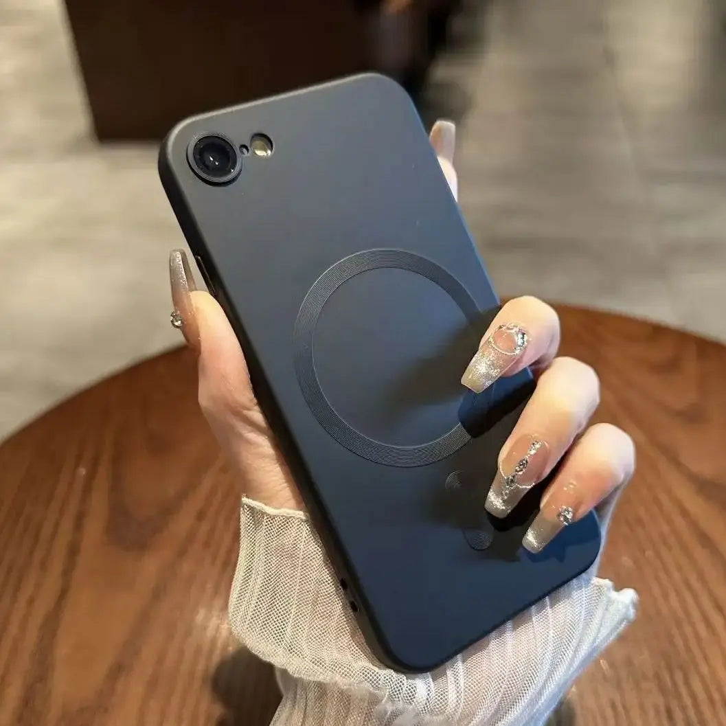 For Magsafe Silicone Matte Bumper Case For iPhone 16E 16 15 14 13 12 11 Pro X XS XR Max 8 7 Plus SE Magnetic Lens Protect Cover