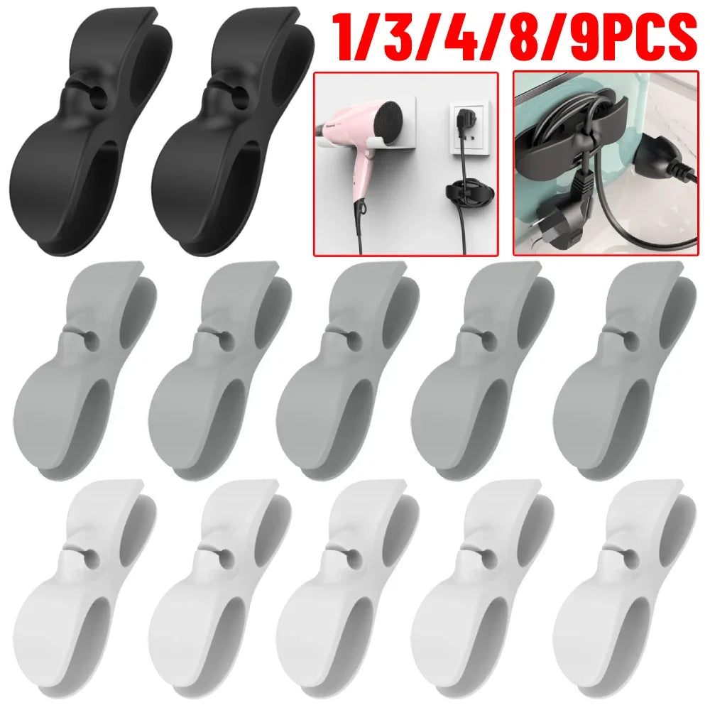 9-1 soporte de silicona para enrollador de cable, organizador de cable de alimentación, clip autoadhesivo, fijador de cables para freidora de aire y cafetera.