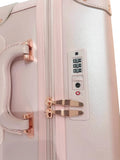 Vintage Leather Women Luggage Set 20in Carry-On + 24/26in Checked Suitcase Luxury Travel Trolley Case with Pink Handbag