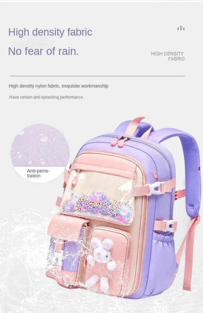 Mochila escolar ligera Kawaii para niñas de primaria 2025, impermeable, colorida, de viaje, ideal como regalo.
