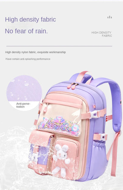 Mochila escolar ligera Kawaii para niñas de primaria 2025, impermeable, colorida, de viaje, ideal como regalo.
