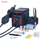 Silverflo 8586D Soldering Station 2 IN 1 Hot Air  Solder Station with 2 Digital display,10-Minute Sleep Mode for SMD Rework