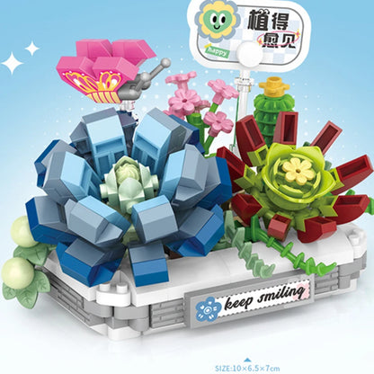 DIY Flower Vase Succulent Cactus Snow Lotus Potting Plants Gardens Building Blocks Model MINI Bricks Kids Sets Kits Toys