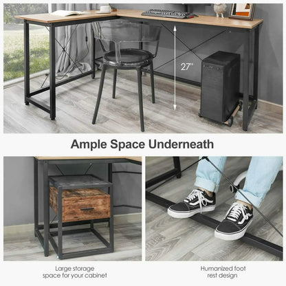 Homfa 66.5"(170cm) L Shape Desk Computer Gaming Laptop Desk Home Office Corner Workstation Table Study Desk 170x120x75cm