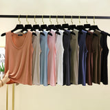 Plus size L to 6XL Modal Women's tank Tops U-Neck Summer Thin sleeveless Bottomed Top Loose Tee Tops  vest comfort homewear