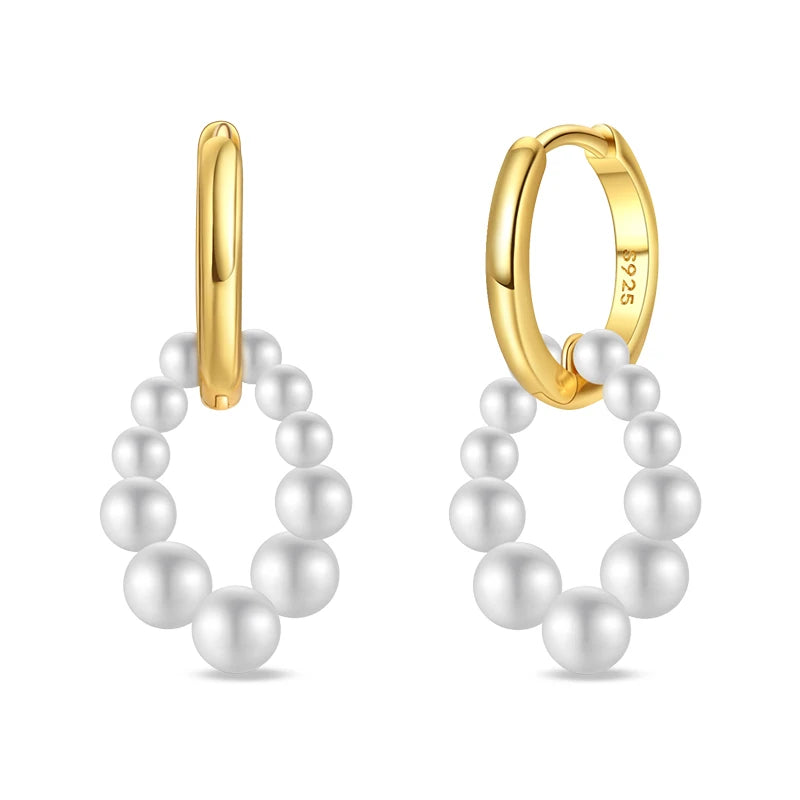 Clássico 925 Brincos de Prata para Mulheres, Estrelas, Luas, Pérolas, Abelhas, Argola Dourada, Noivado, Aniversário, Presente Joalheria Fina