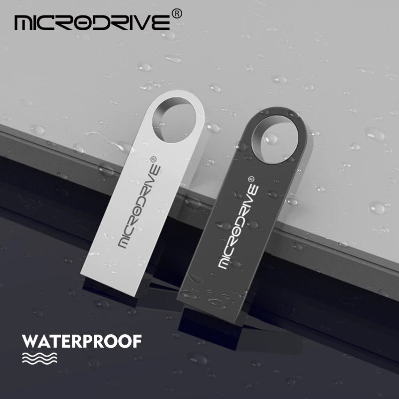 Waterproof USB Flash Drive, Pen Drive, 4GB, 8GB, 16GB, 32GB, 64GB, Metal Pendrive, Card Memory Stick Drives, U Disk with Key Ring