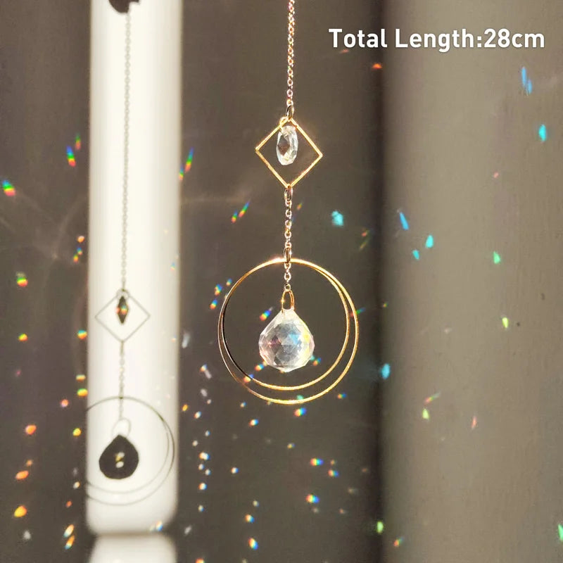 Colgante de cristal para jardín, atrapasol, campanillas de viento, prisma arcoíris, cadena de cristal para ventana, campana colgante, árbol de Navidad, decoración del hogar