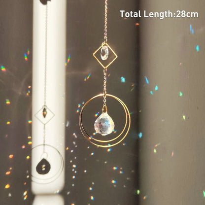 Colgante de cristal para jardín, atrapasol, campanillas de viento, prisma arcoíris, cadena de cristal para ventana, campana colgante, árbol de Navidad, decoración del hogar