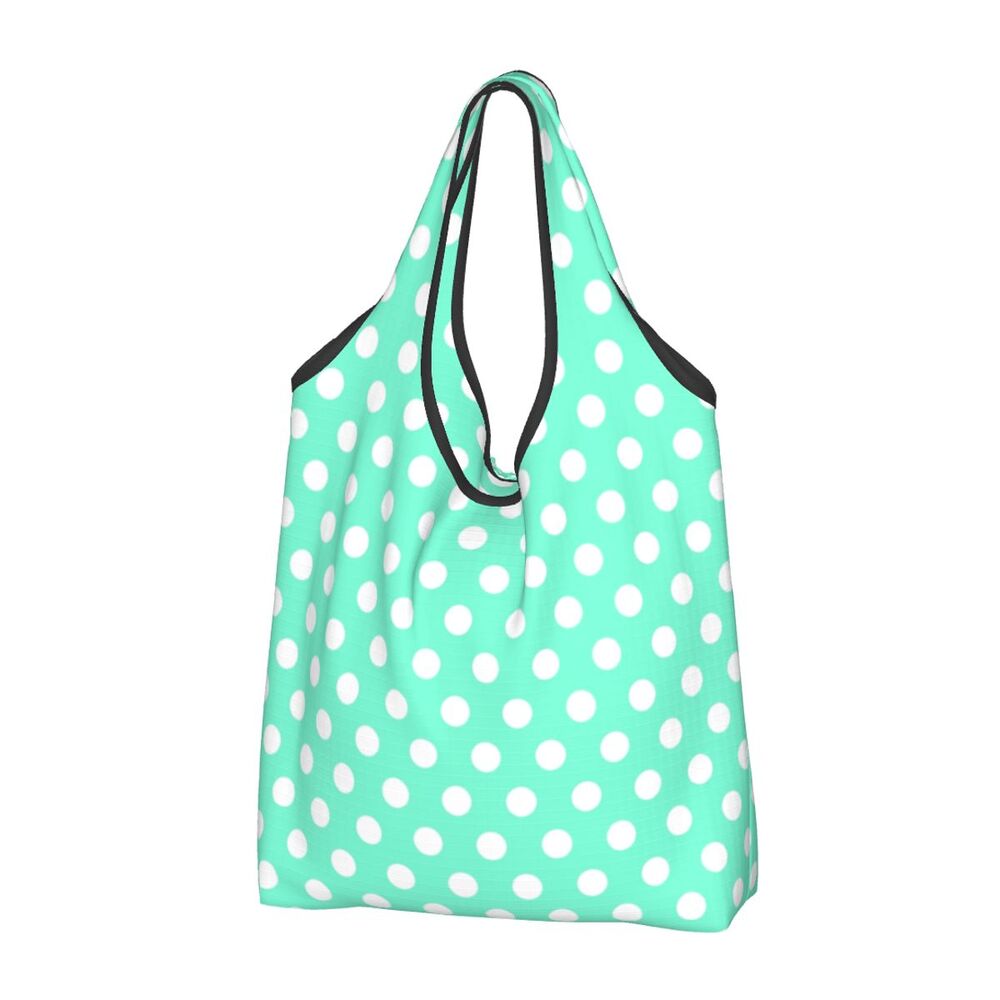 Custom Recycling Classic Black And White Polka Dot Shopping Bag Women Tote Bag Portable Grocery Shopper Bags