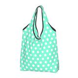 Custom Recycling Classic Black And White Polka Dot Shopping Bag Women Tote Bag Portable Grocery Shopper Bags