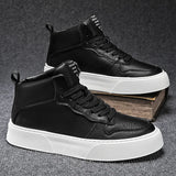 IGxx High top Shoes Zip Lace-up Leather Men's Sneakers Punk Ankle Boots For Men Hook&Loop Shoes White indestructible lacoste