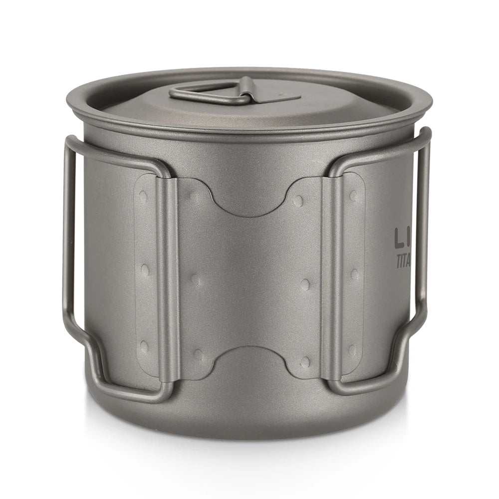 Taza de agua ultraligera de titanio Lixada con asa plegable, portátil para exteriores, camping, picnic, 300 ml/350 ml/550 ml/650 ml
