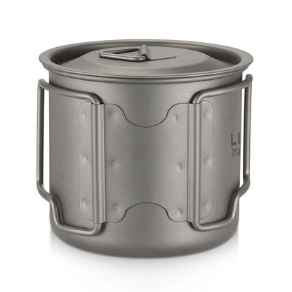 Taza de agua ultraligera de titanio Lixada con asa plegable, portátil para exteriores, camping, picnic, 300 ml/350 ml/550 ml/650 ml