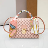 Casual Versatile Floral Print Shoulder Bag Simple Design Silk Scarf Handbag Fresh Sweet Style PVC Material Small Square Bag
