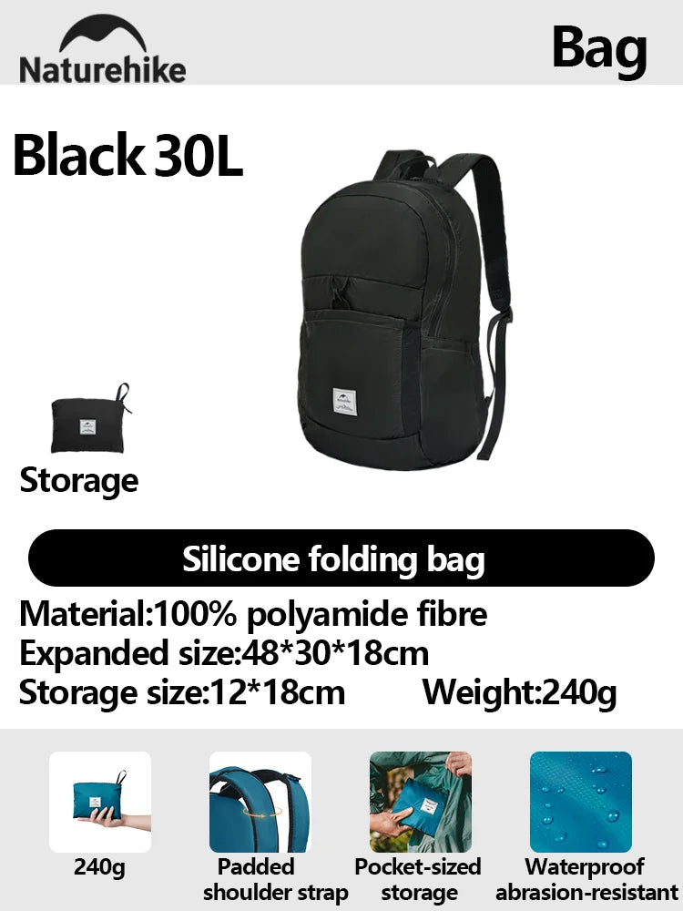 Naturehike New 30L Camping Backpack Large Capacity Portable Foldable Waterproof Shoulder Bag Outdoor Travel Hiking Picnic Bag
