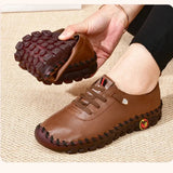 Zapatillas de cuero para mujer, zapatos casuales vulcanizados, mocasines planos suaves y cómodos para mujer, zapatillas sin cordones para mujer 