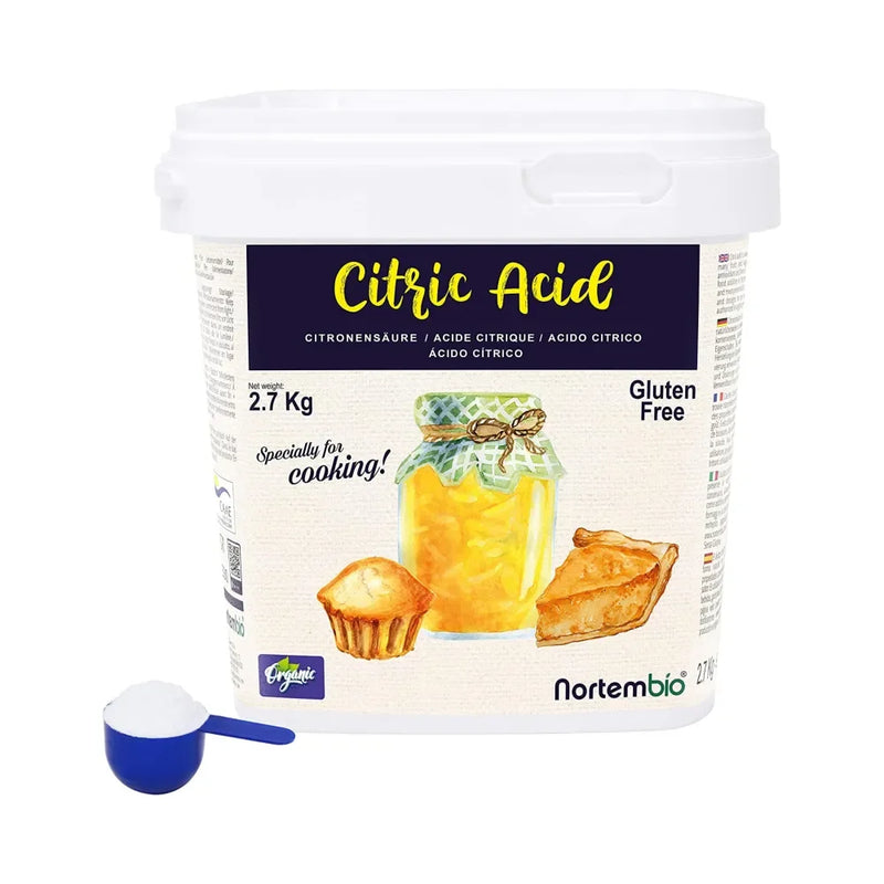 Nortembio 100% pure organic food citrus acid 2.7kg |   Kitchen and pastry |   Suitable for vegetarians, vegans and celiacs |   E-book included |   Without gluten